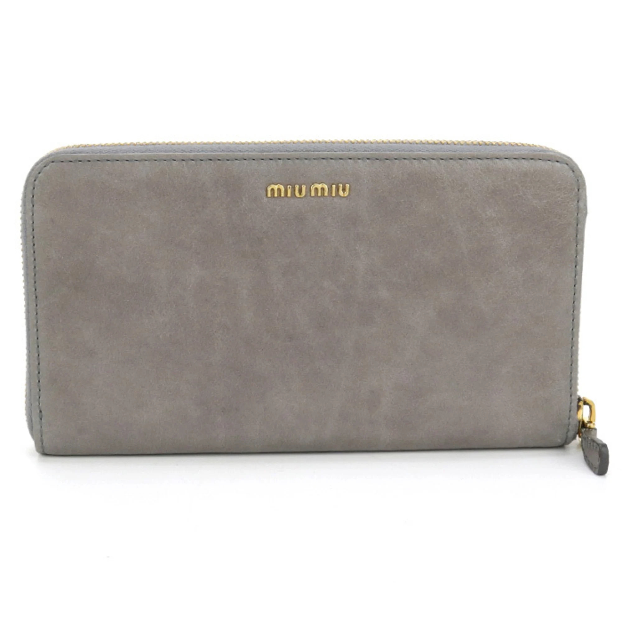 Miu Miu Miu Outlet Long Wallet With Zip-Around Closure, 5m0506, Women's, Gray